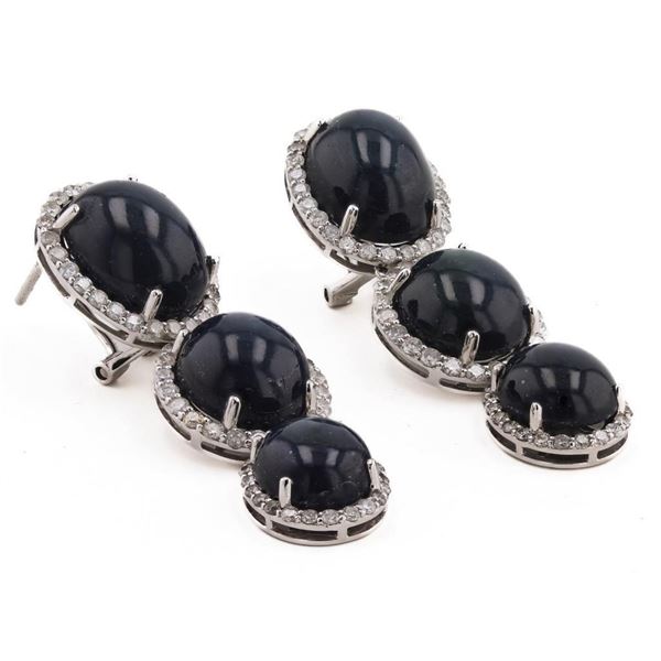 43.81CTW SAPPHIRE & 1.88CTW DIA 14K GOLD EARRINGS