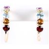 Image 2 : BEAUTIFUL 14K MULTI STONE HOOP EARRINGS