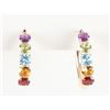 Image 3 : BEAUTIFUL 14K MULTI STONE HOOP EARRINGS