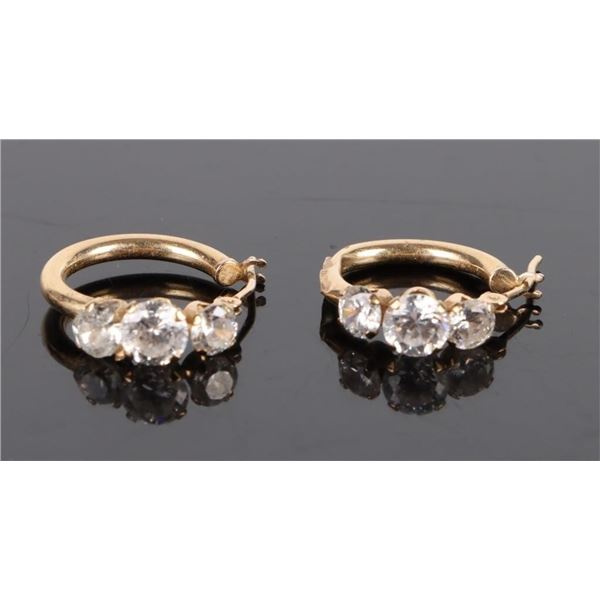 14KT CUBIC ZIRCONIA HOOP LADIES EARRINGS