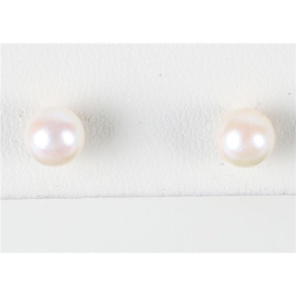 14K YELLOW GOLD BLUSH PEARL LADIES EARRINGS