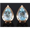 Image 1 : 14K YELLOW GOLD TOPAZ DIAMOND TEARDROP EARRINGS