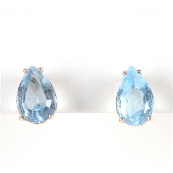 4.0CT TEARDROP TOPAZ 14K YELLOW GOLD EARRINGS