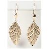 Image 1 : 14K YELLOW GOLD LEAF SHAPED DANGLE LADIES EARRINGS