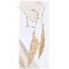 Image 2 : 14K YELLOW GOLD LEAF SHAPED DANGLE LADIES EARRINGS