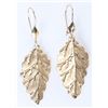 Image 3 : 14K YELLOW GOLD LEAF SHAPED DANGLE LADIES EARRINGS