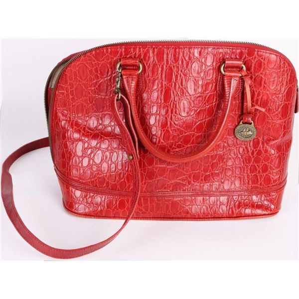 BRAHMIN MELBOURNE RED CROC ITALIAN LEATHER BAG