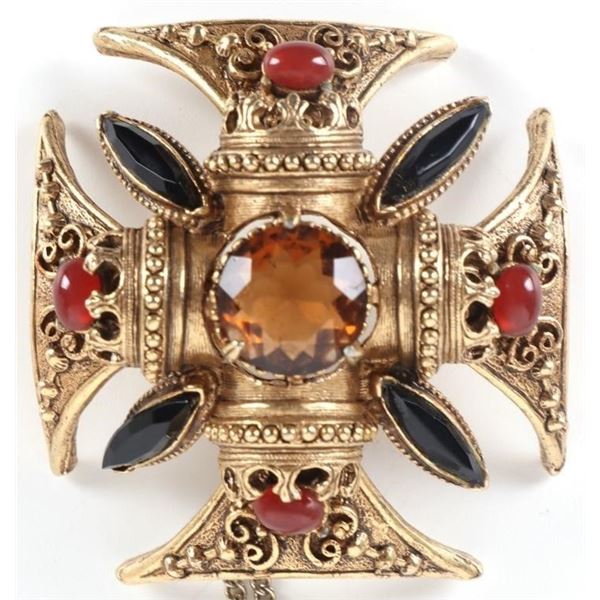 VINTAGE FLORENZA CROSS GOLD TONE NECKLACE