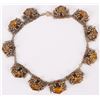 Image 2 : ANTIQUE GOLD TONED YELLOW GLASS  FLORAL NECKLACE