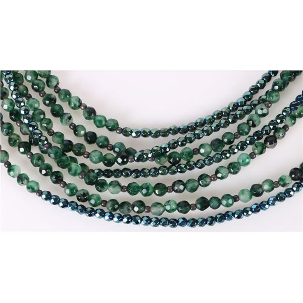 INTINI JADE NECKLACE W/ STERLING SILVER HARDWARE