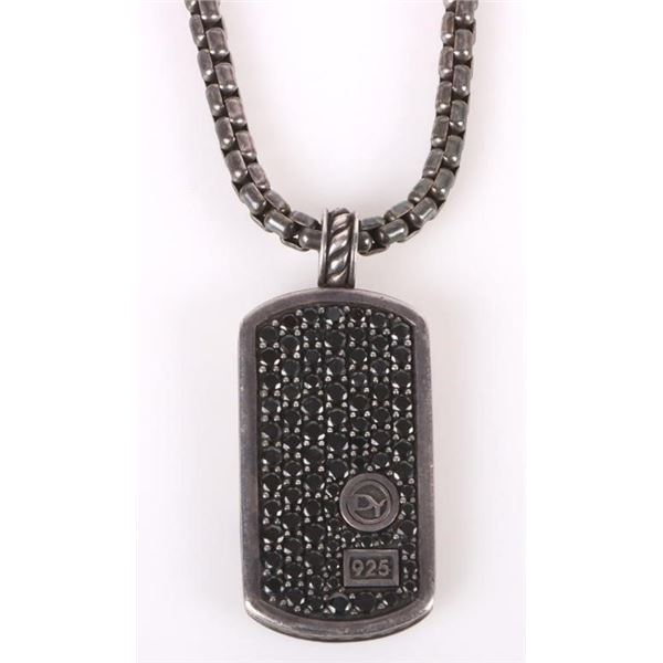 DAVID YURMAN DIAMOND & STERLING DOG TAG NECKLACE
