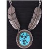 Image 2 : TURUOISE FEATHER SIGNED STERLING NECKLACE