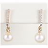 Image 6 : 10K GOLD PEARL & DIAMOND NECKLACE & EARRING SET