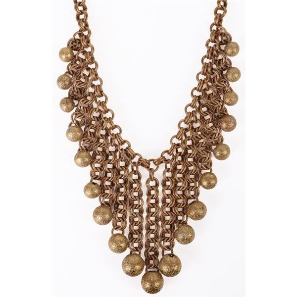 MIRIAM HASKELL 9K GOLD PLATED BEADED NECKLACE