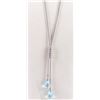 Image 2 : 14K WHITE GOLD DROP GENUINE BLUE TOPAZ NECKLACE