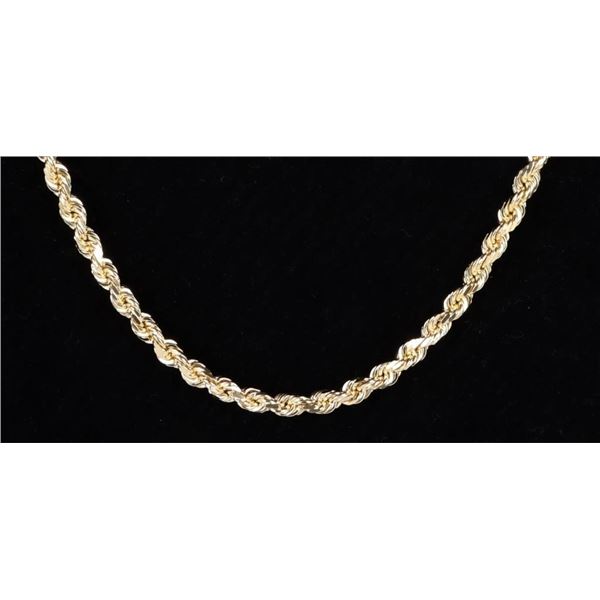 22" SOLID 14K YELLOW GOLD MEN'S ROPE NECKLACE