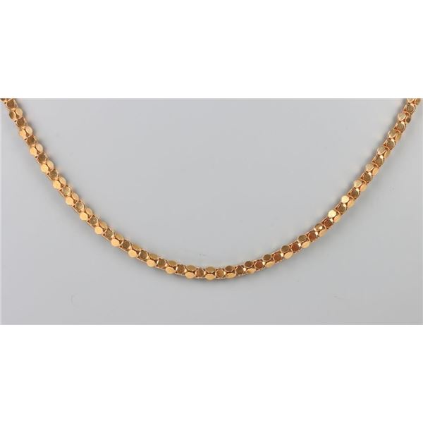 18K YELLOW GOLD CIRLE HOLLOW CUBE CHAIN NECKLACE