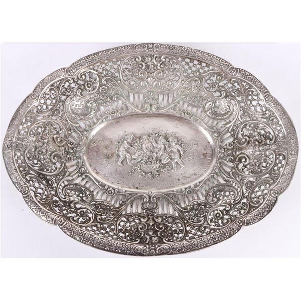 STERLING SILVER REPOUSSE DECORATIVE PLATTER
