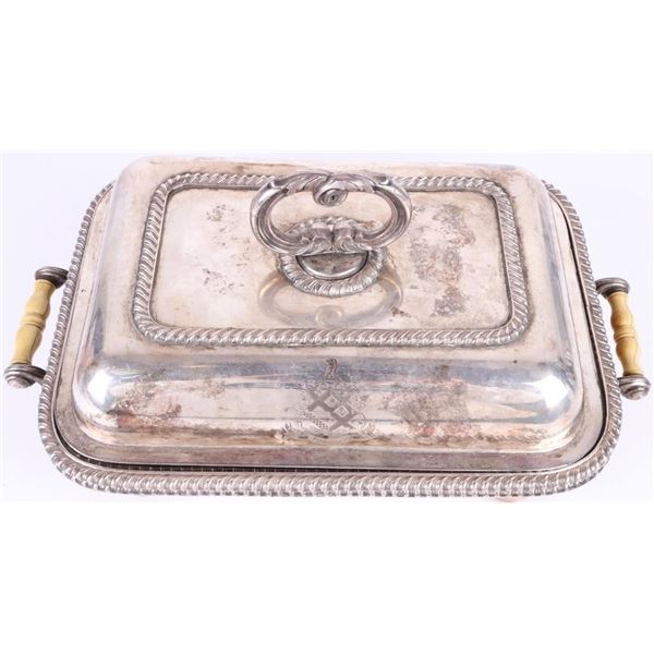 ANTIQUE SILVER PLATED DINNER TRAY SET