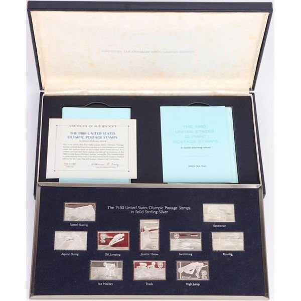 FRANKLIN MINT US OLYMPIC STERLING SILVER STAMPS
