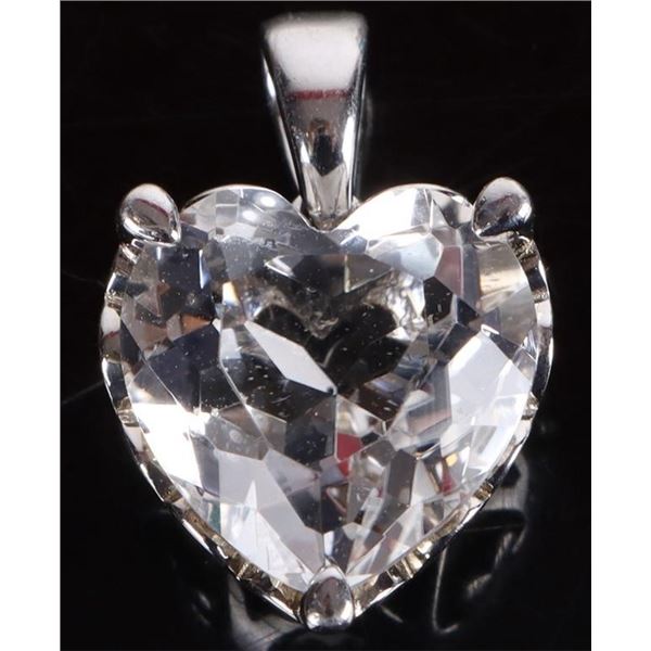 6CT AQUAMARINE HEART SHAPED STERLING PENDANT