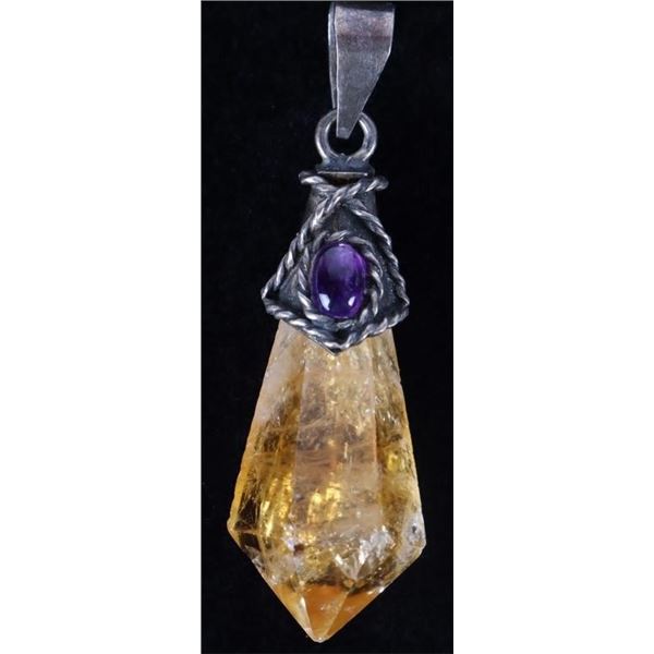 CITRINE & AMETHYST STERLING SILVER PENDANT
