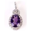 Image 1 : 10K WHITE GOLD 1.0CT AMETHYST & DIAMOND PENDANT