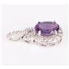 Image 2 : 10K WHITE GOLD 1.0CT AMETHYST & DIAMOND PENDANT