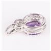 Image 3 : 10K WHITE GOLD 1.0CT AMETHYST & DIAMOND PENDANT