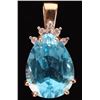 Image 1 : 6.0CT TEARDROP TOPAZ DIAMOND 10K GOLD PENDANT