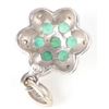Image 3 : 14K WHITE GOLD EMERALD DIAMOND FLORAL PENDANT