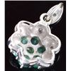 Image 4 : 14K WHITE GOLD EMERALD DIAMOND FLORAL PENDANT