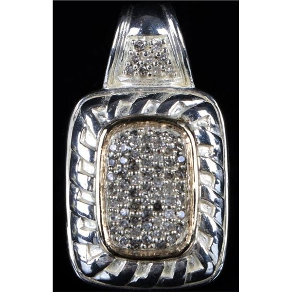 14K & STERLING SILVER GENUINE DIAMOND PENDANT