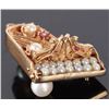 Image 1 : 14K YELLOW GOLD PEARL & RUBY PIANO PENDANT