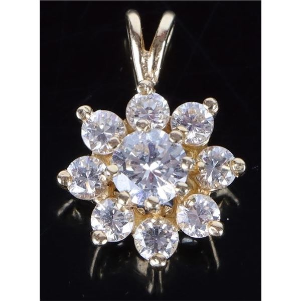 14KT CUBIC ZIRCONIA FLOWER LADIES PENDANT