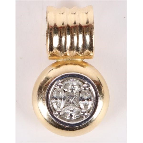 14K YELLOW GOLD ESTATE DIAMOND SLIDE PENDANT