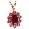 Image 1 : 14K YELLOW GOLD GARNET LADIES PENDANT