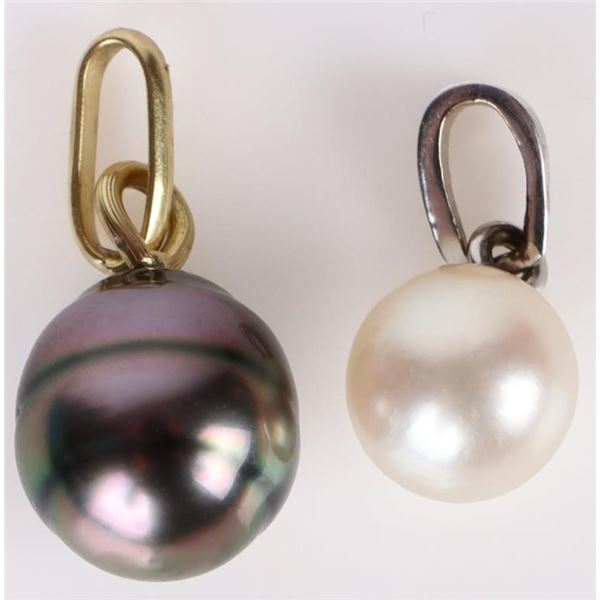 14K YELLOW & WHITE GOLD PEARL LADIES PENDANTS