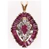Image 1 : 14K GOLD RUBY PENDANT W/ MARQUIS CENTER RUBY