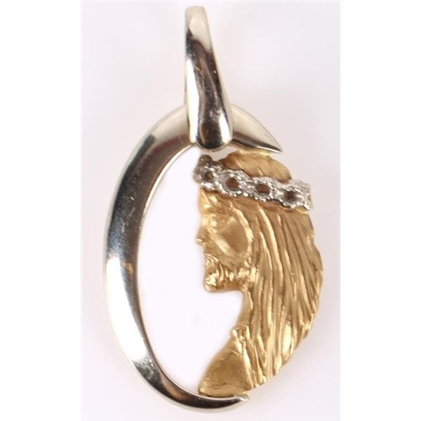 18K YELLOW & WHITE GOLD JESUS PENDANT