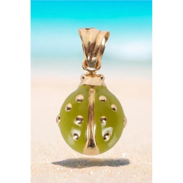 18K GOLD & ENAMEL YELLOW LADYBUG PENDANT