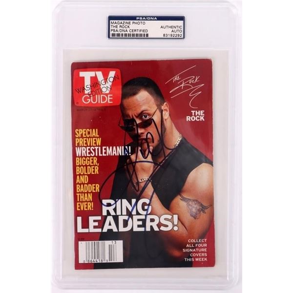 THE ROCK SIGNED MAGAZINE PHOTO PSA/ DNA CERTIFIED