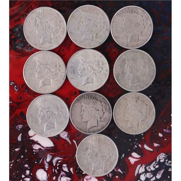 90% SILVER LIBERTY PEACE DOLLARS - (10)