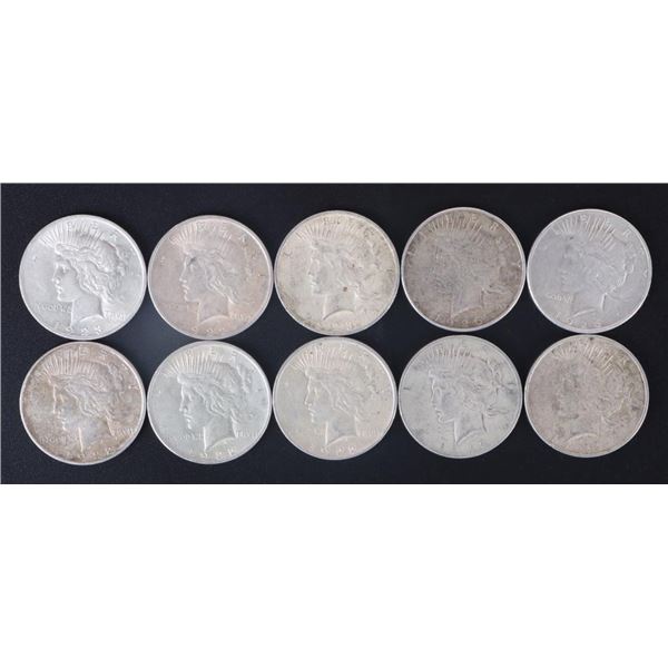 90% SILVER LIBERTY PEACE DOLLARS - (10)