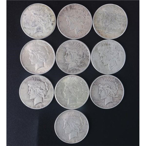 90% SILVER LIBERTY PEACE DOLLARS - (10)