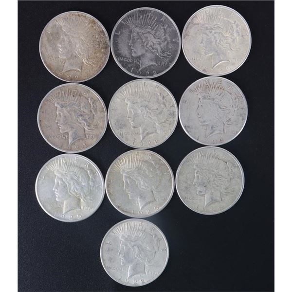 90% SILVER LIBERTY PEACE DOLLARS - (10)