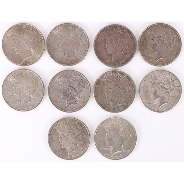 90% SILVER LIBERTY PEACE DOLLARS - (10)