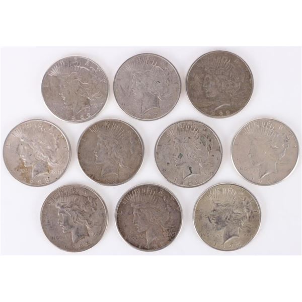 90% SILVER LIBERTY PEACE DOLLARS - (10)