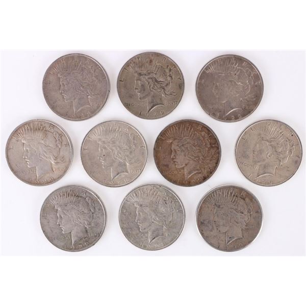 90% SILVER LIBERTY PEACE DOLLARS - (10)