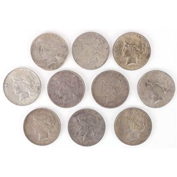 90% SILVER LIBERTY PEACE DOLLARS - (10)